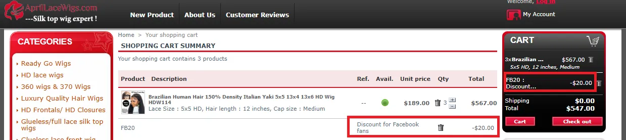 Aprillacewigs 20% off coupon