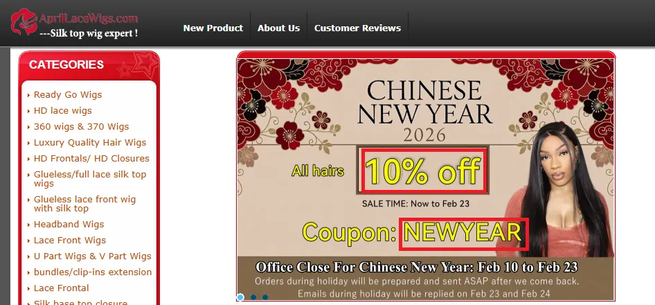 Aprillacewigs 10 percent off coupon